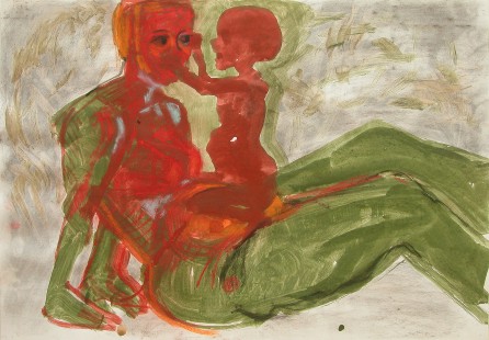 Frau und Kind   Kohle, Acryl   59 x  41 cm