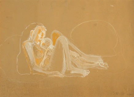 Mutter und Kind  1997 - Aquarell  37 x 27  cm
