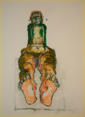 Sitzende 1998 - Ölpastell  54 x 41 cm